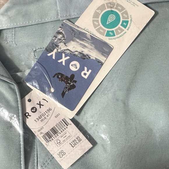 NWT Roxy Billie Ski Jacket Large Blue Women's Jacket 10k Waterproof Snow - Picture 13 of 13